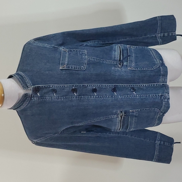 Jones New York Jackets & Blazers - JONES NEW YORK - COLLARLESS DENIM JACKET